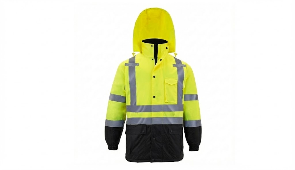 Waterproof & Snow-Proof Safety Jacket with Hood | Lemon and Black